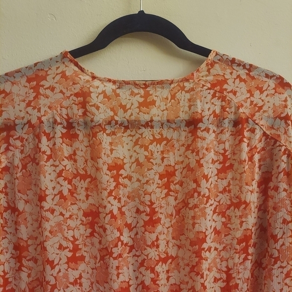 ZARA Orange Floral Drop Waist Ruffle Lightweight Boho Dress - Picture 11 of 14